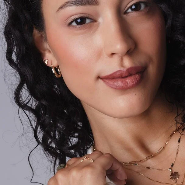 10K Gold Bethany Thick Hollow Hoops - Image 3