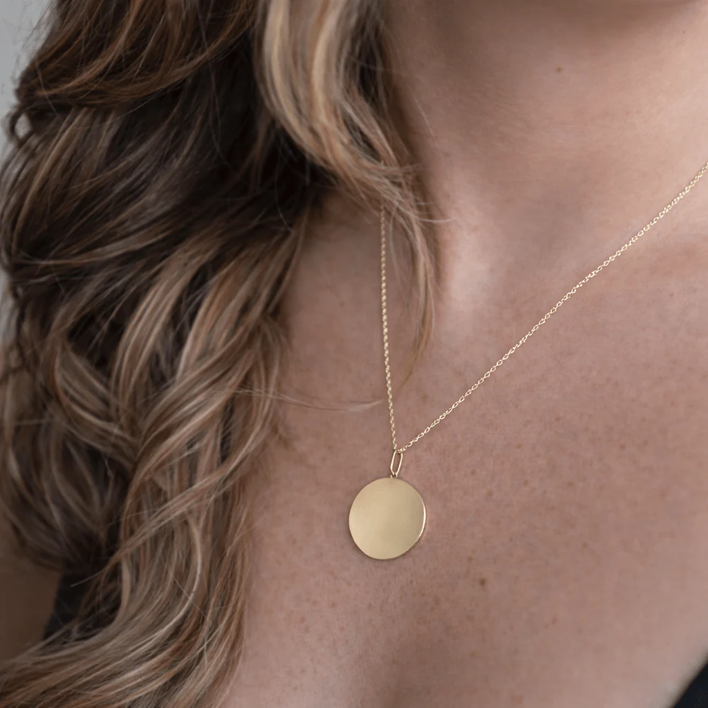 10K Gold Engravable Large Round Charm - Image 2