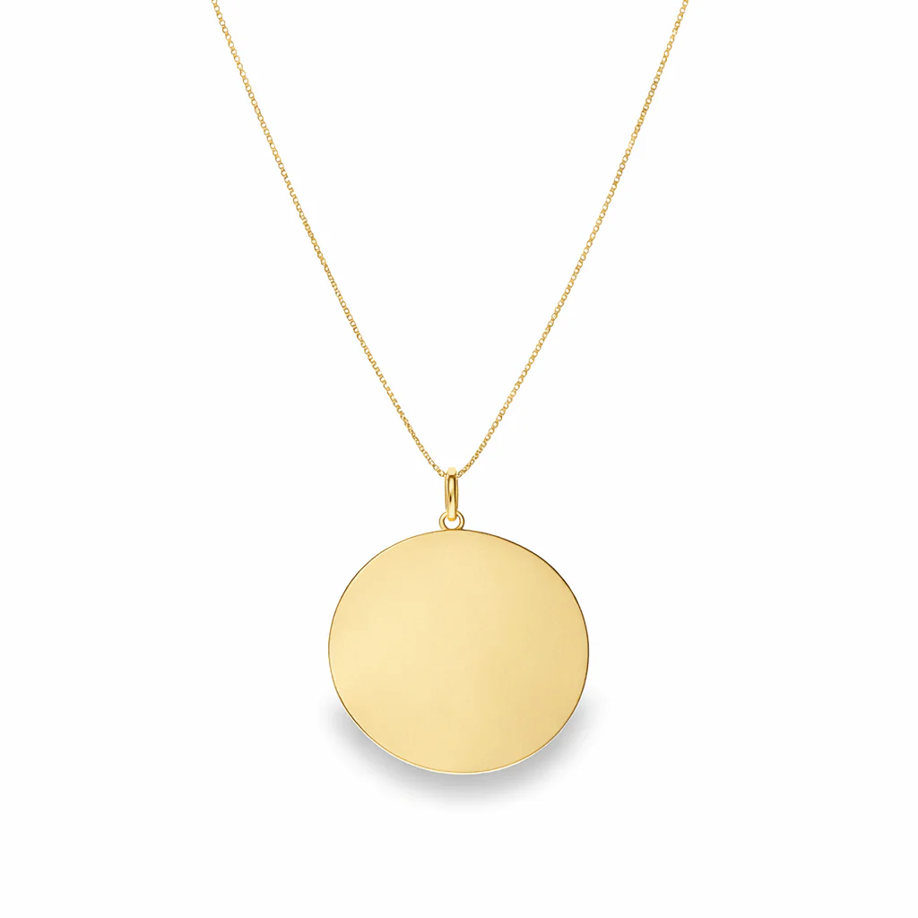 10K Gold Engravable Large Round Charm - Image 4