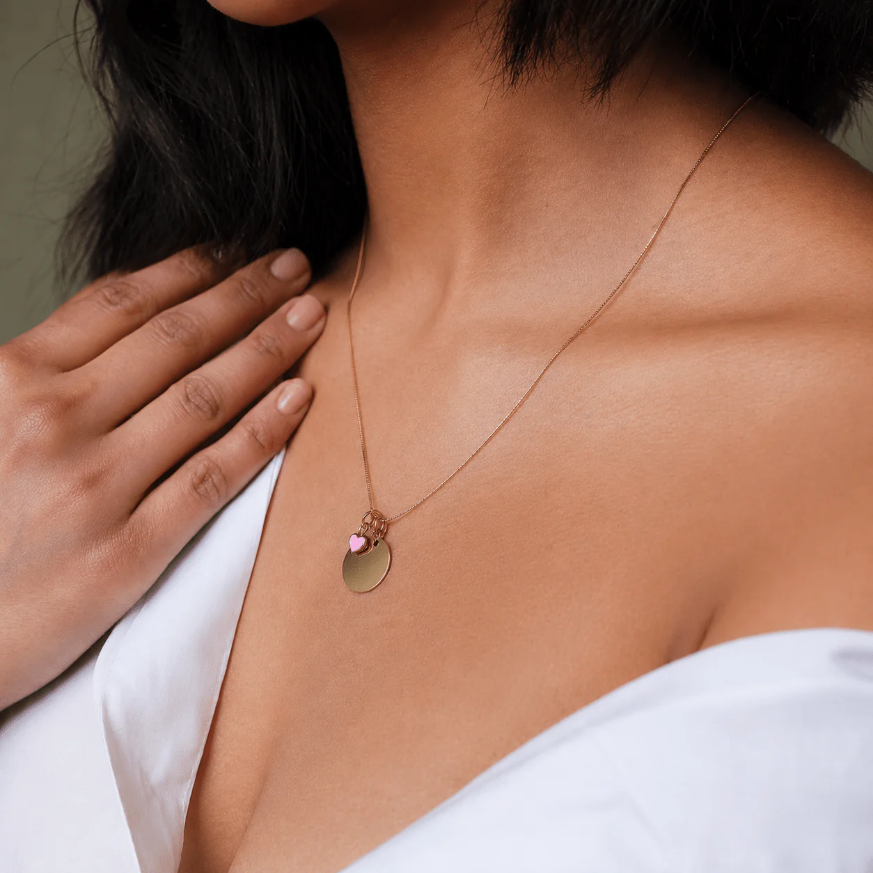 10K Gold Engravable Large Round Charm - Image 6