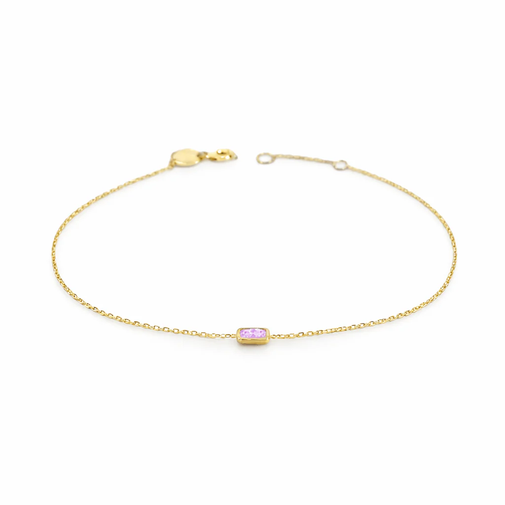 10K Gold Single Baguette Cut Bracelet - Image 3