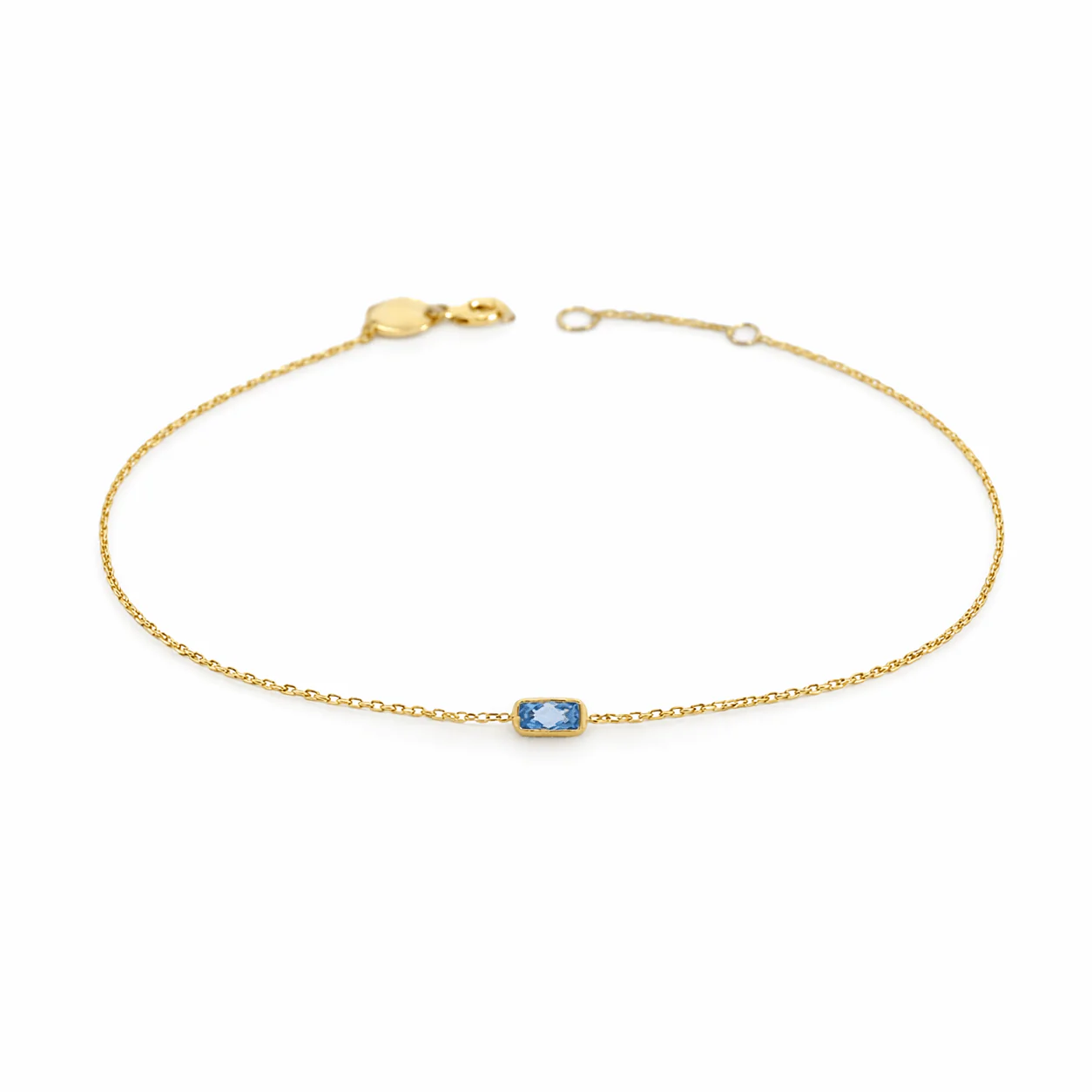 10K Gold Single Baguette Cut Bracelet - Image 4