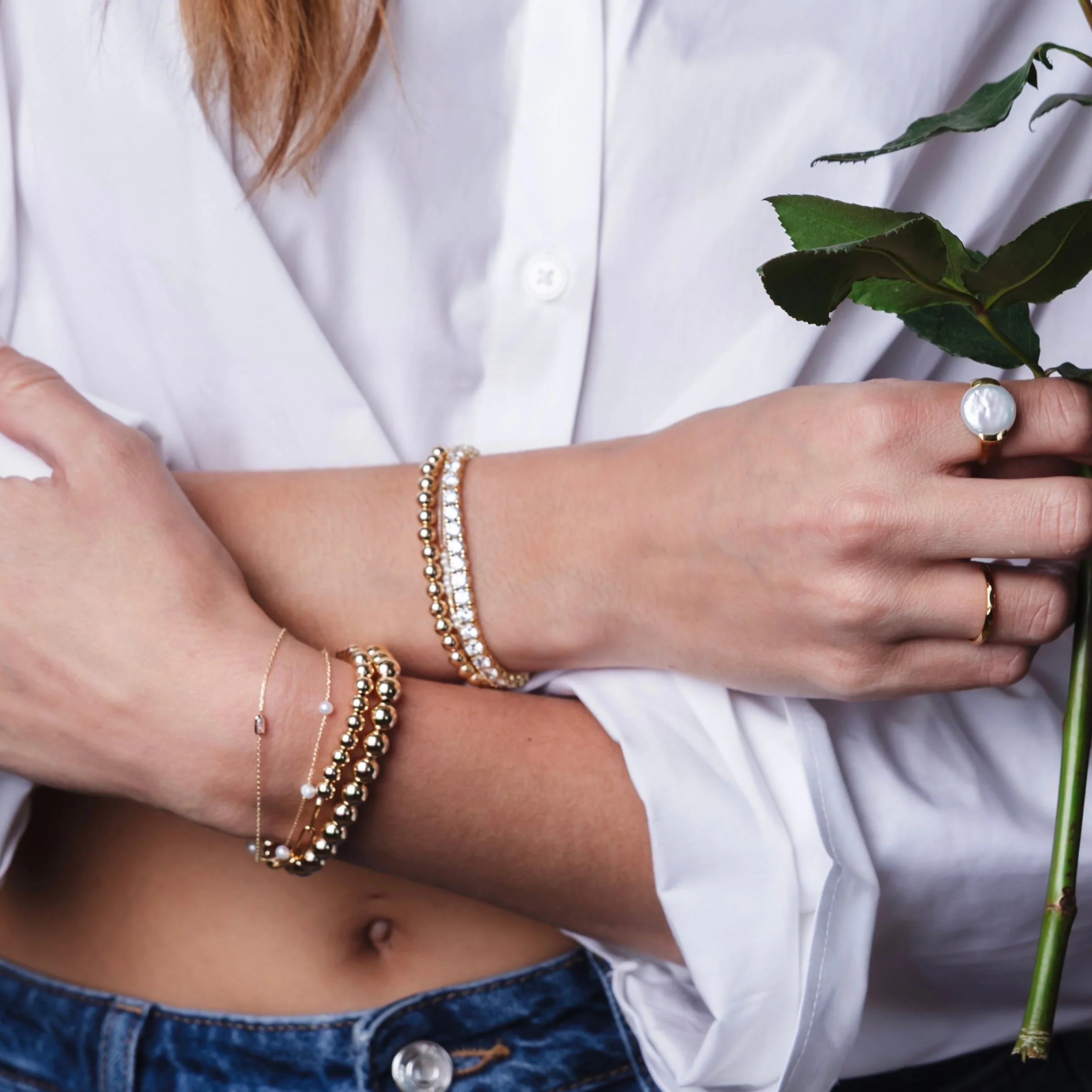 10K Gold Single Baguette Cut Bracelet - Image 5