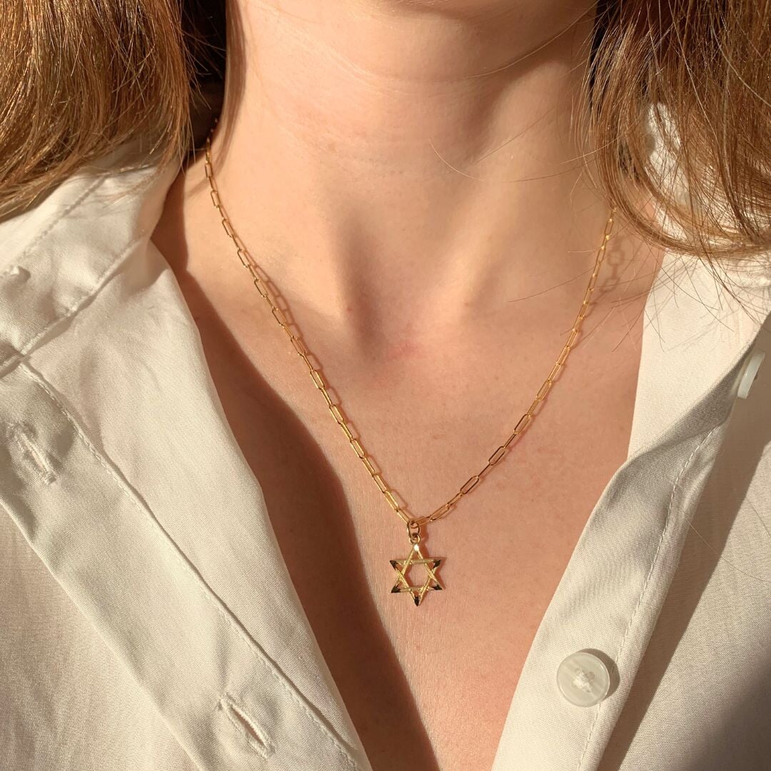 10K Medium Gold Star of David Charm - Image 2