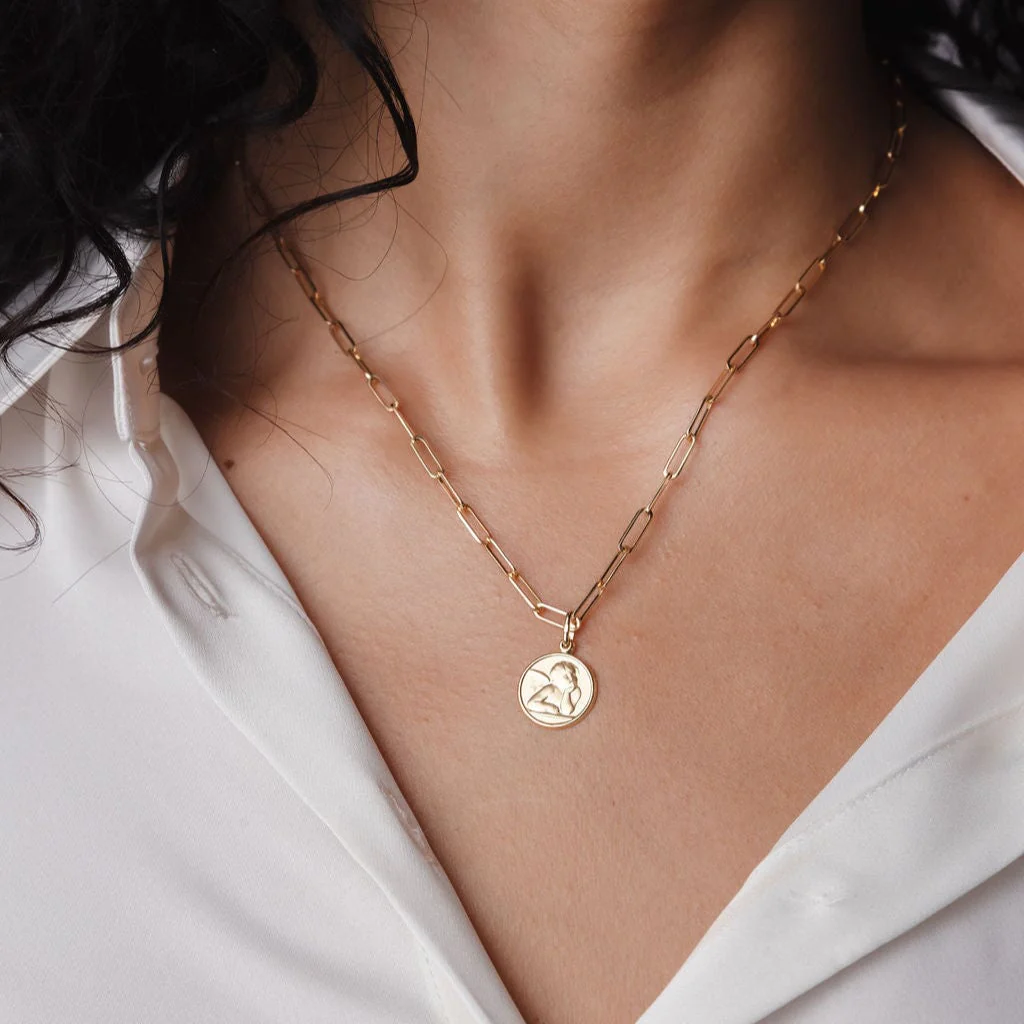 10k Lucky Angel Medallion Charm - Image 3