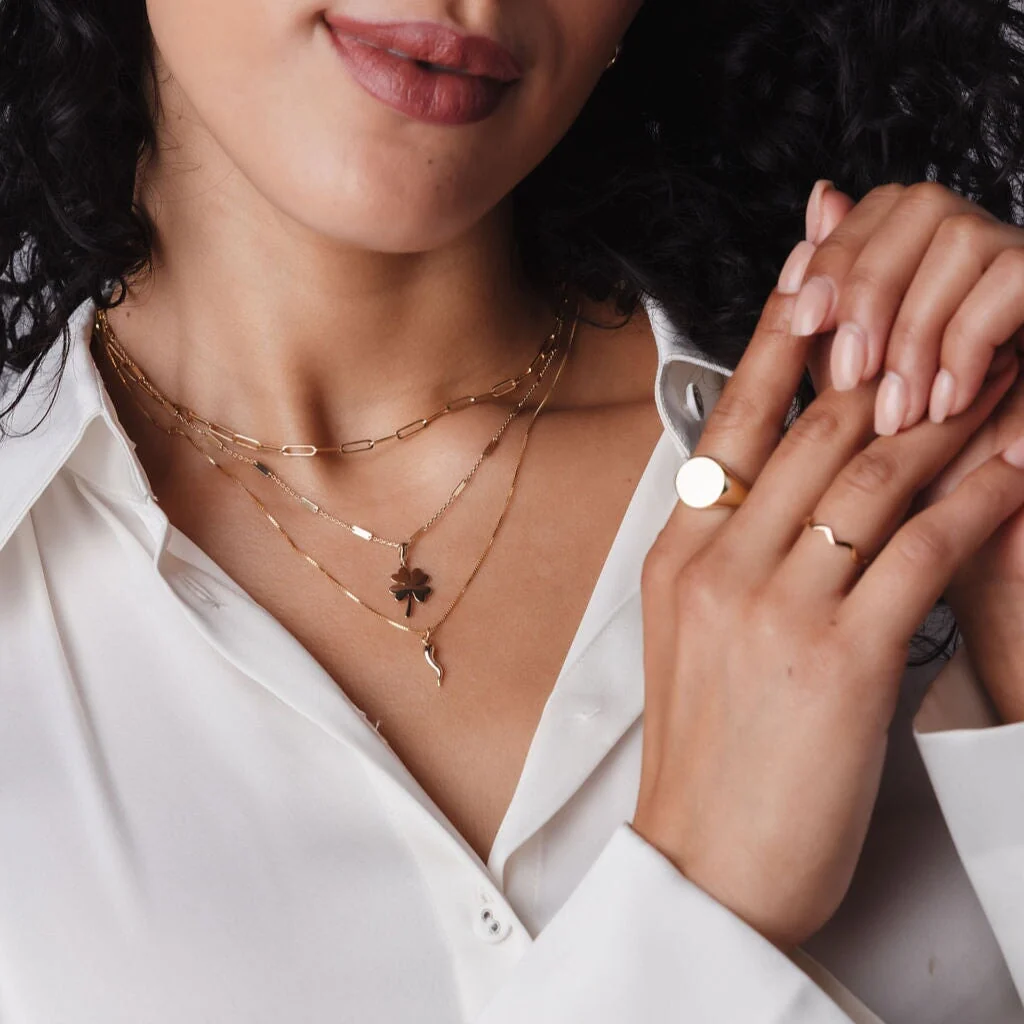 10k Large Paperclip Necklace - Image 3