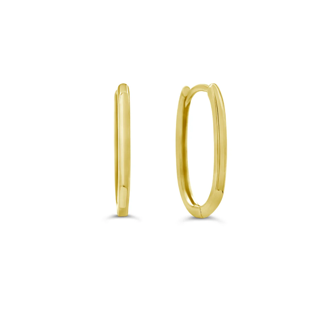10K Yellow Gold Oval Huggie
