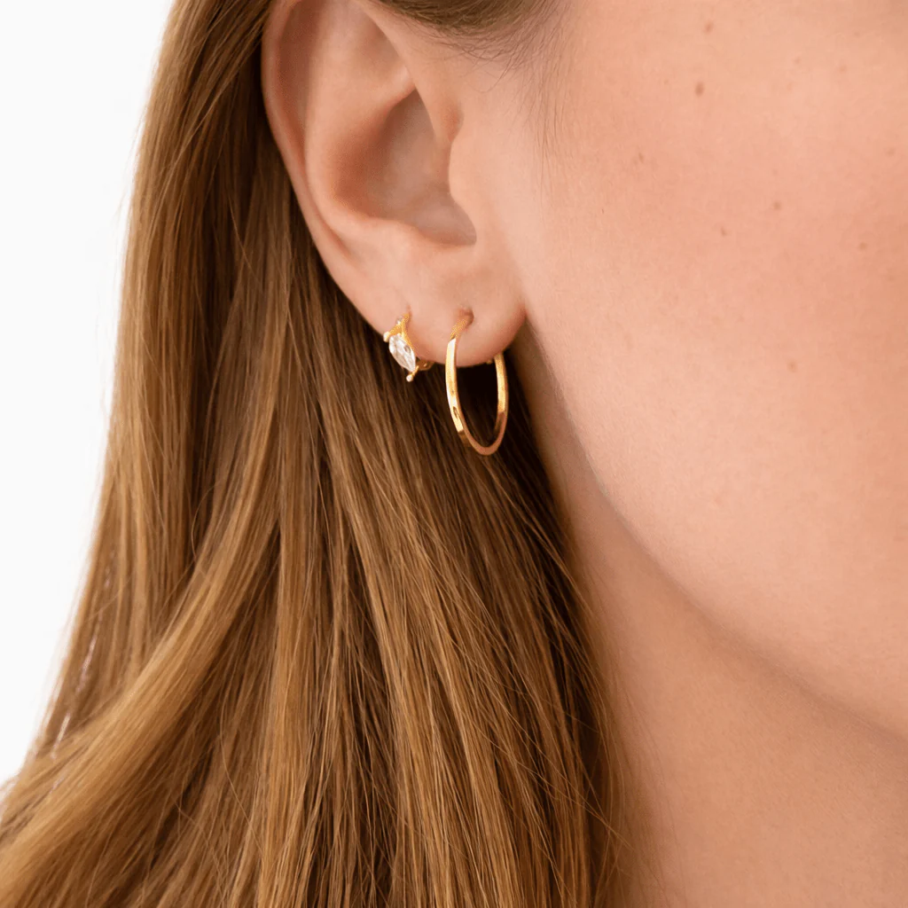 10K Yellow Gold Tube Sleeper Earrings - Image 2