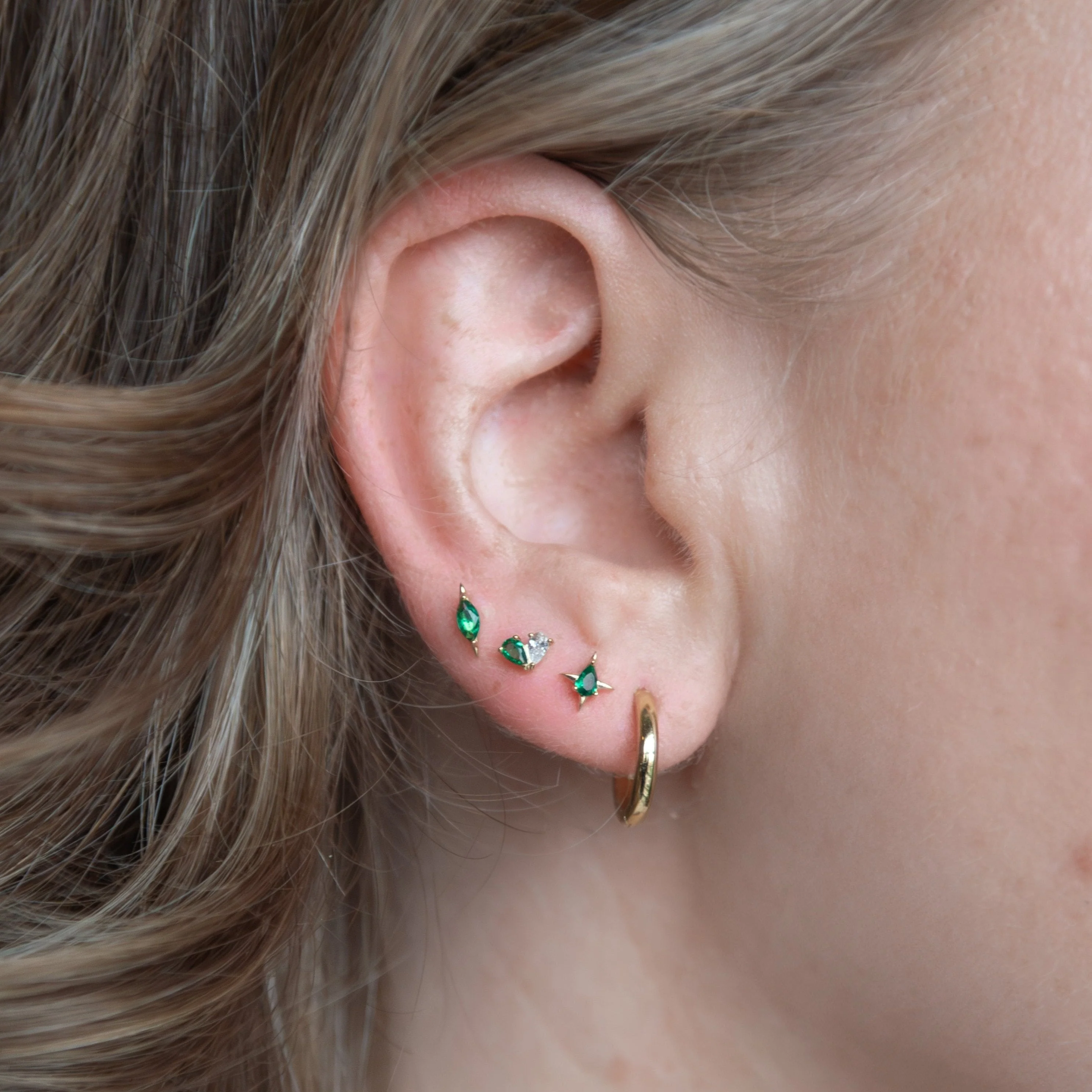 14K Gold Marquise Single Stud Earring - Image 2