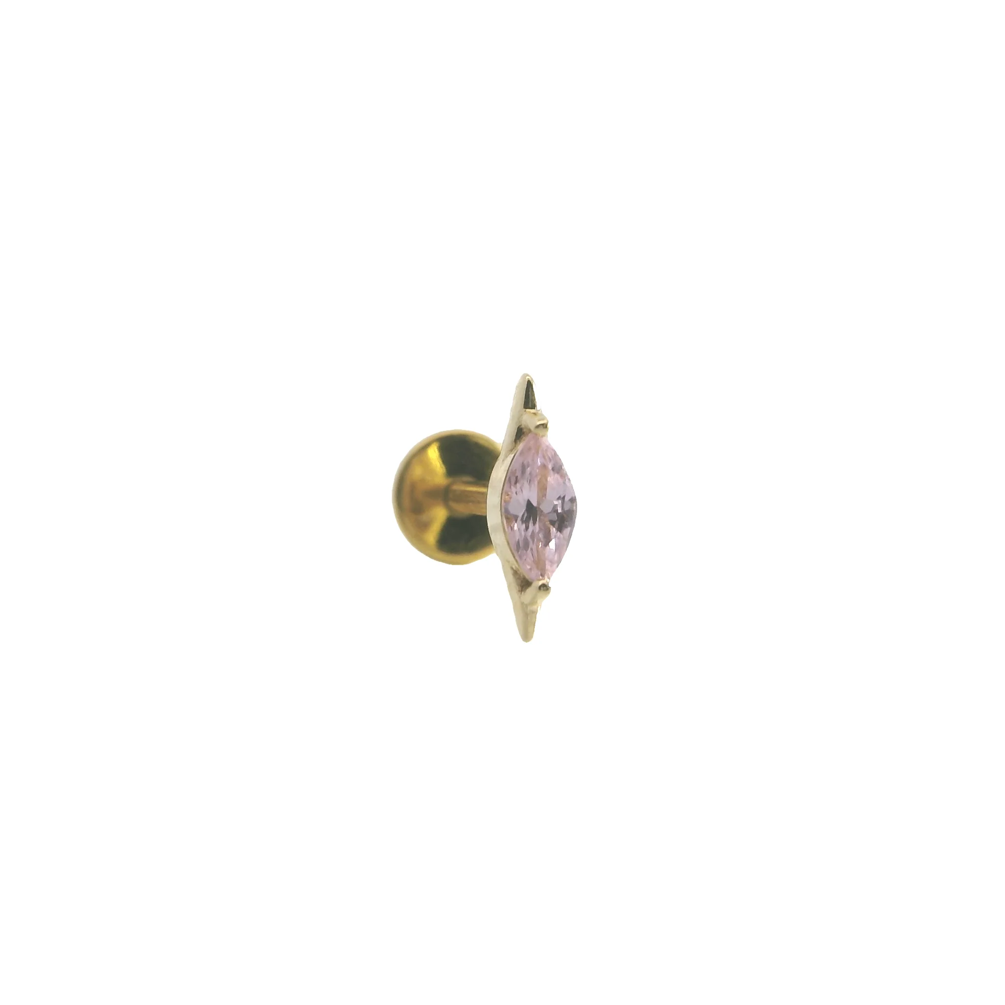 14K Gold Marquise Single Stud Earring - Image 3