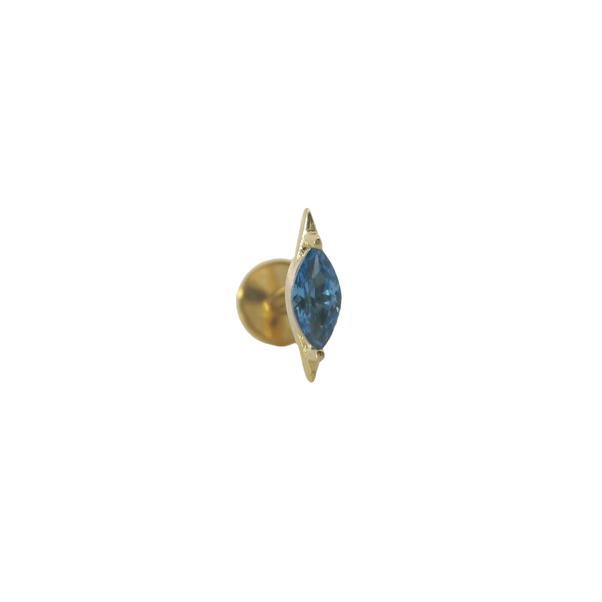 14K Gold Marquise Single Stud Earring - Image 4