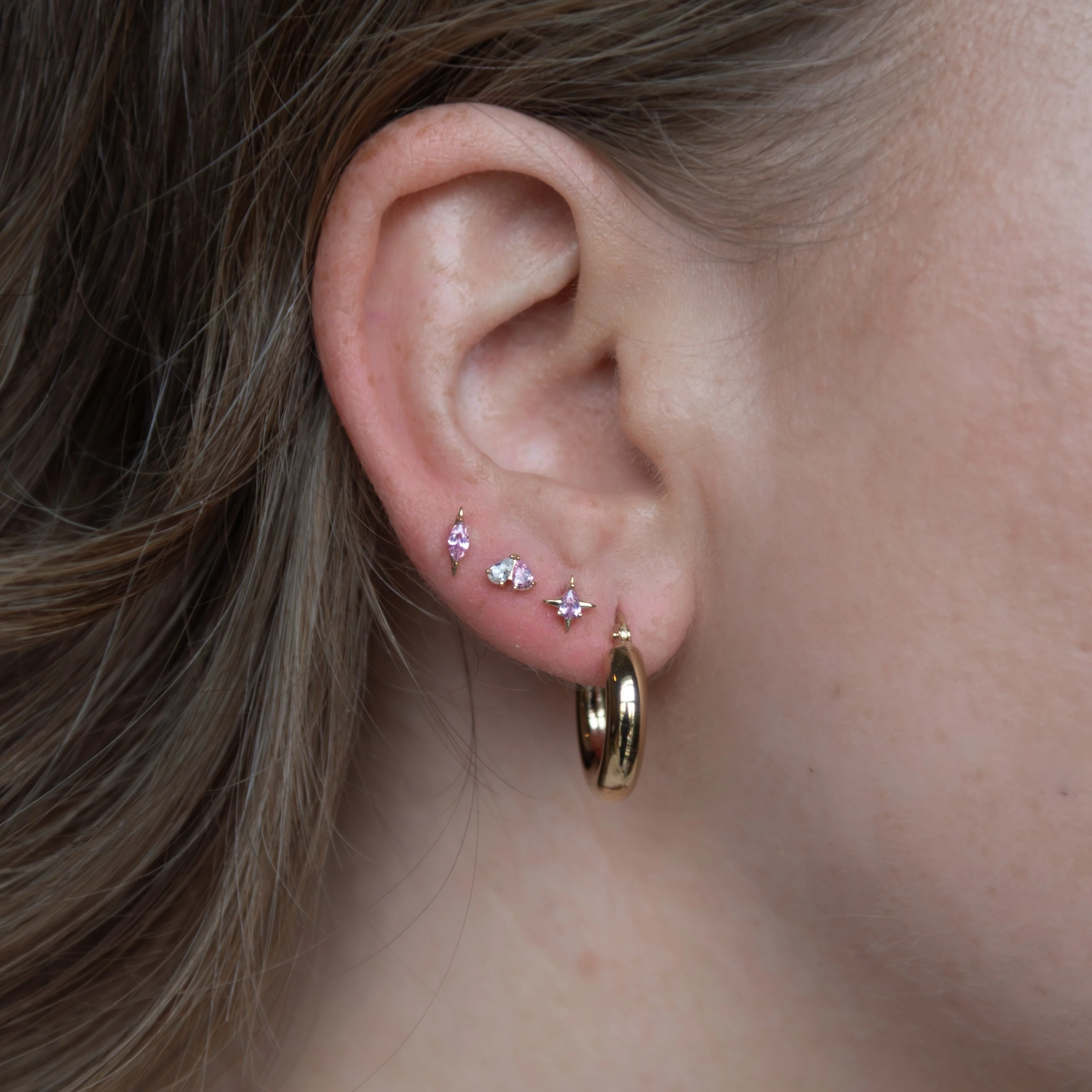 14K Gold Marquise Single Stud Earring - Image 6