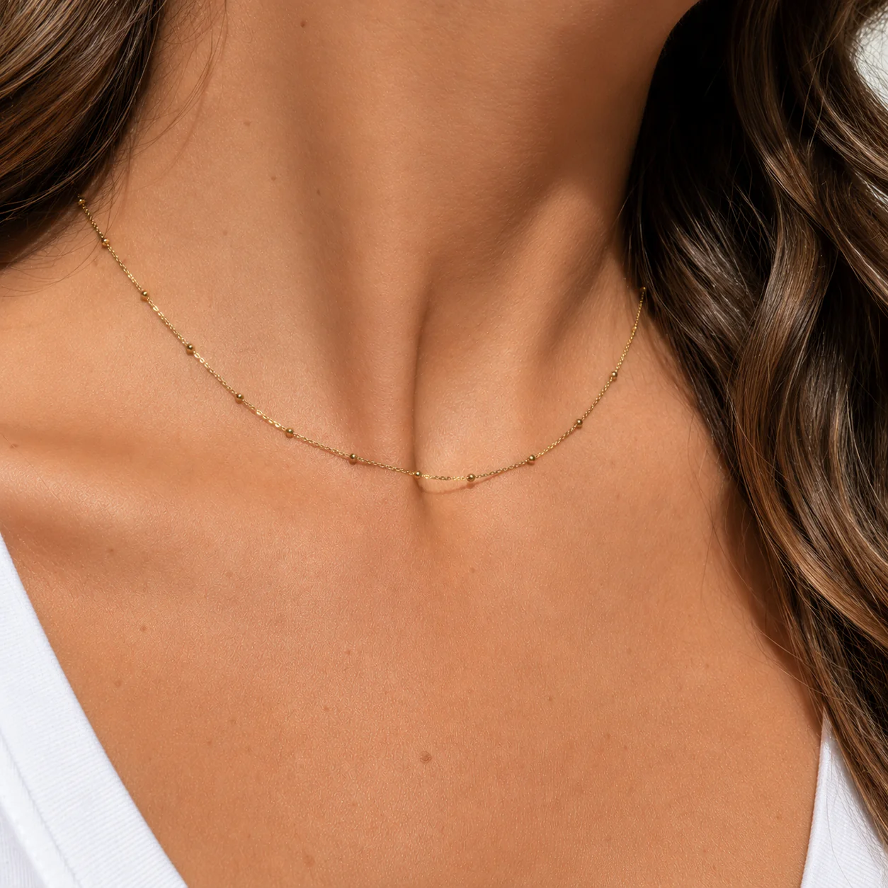 14K Gold Satellite Ball Choker - Image 3