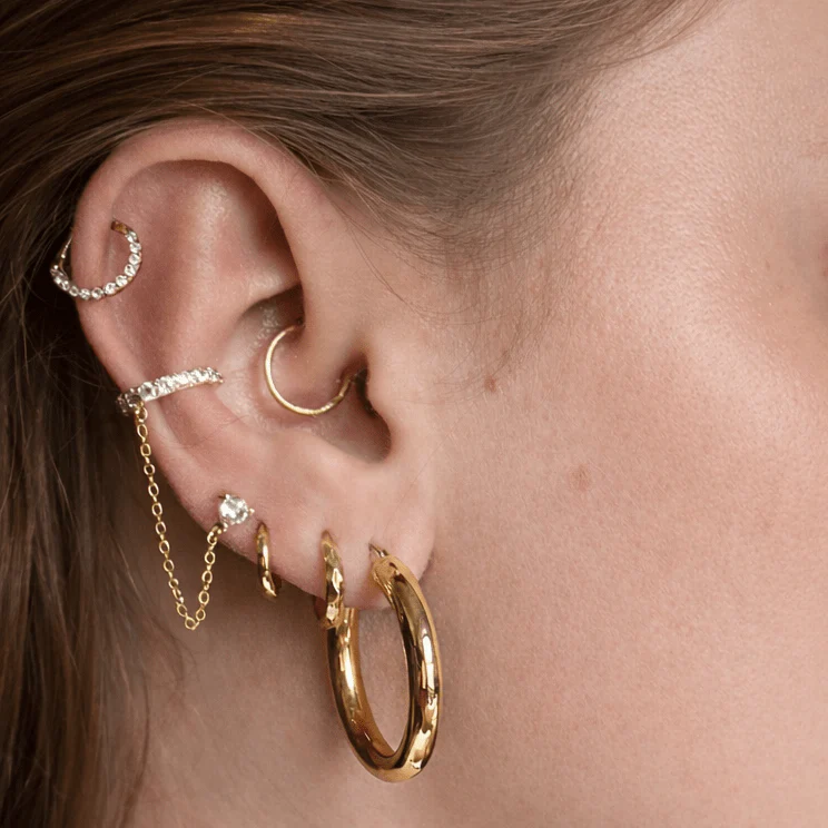 Ear Cuff with Stud Chain Earring - Single - Image 2