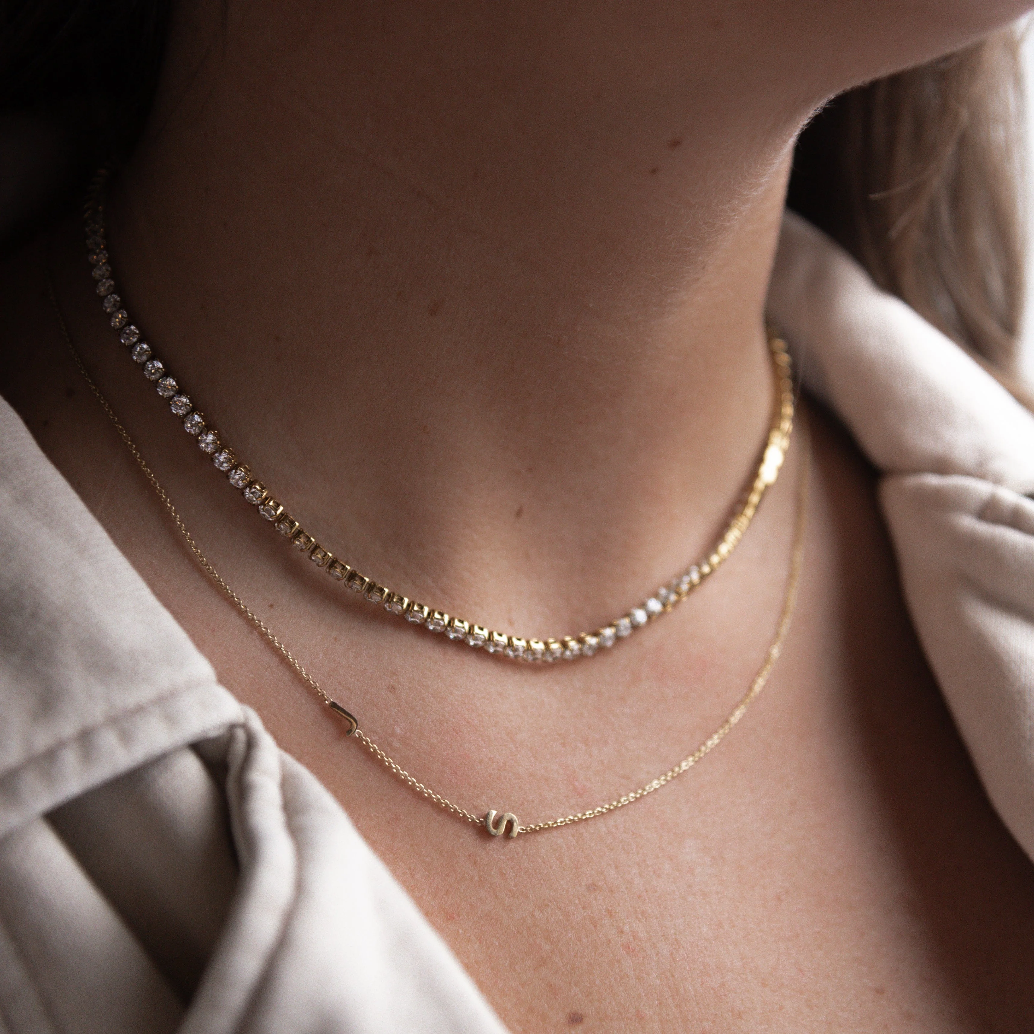 Asymmetrical Initial Necklace - Image 2