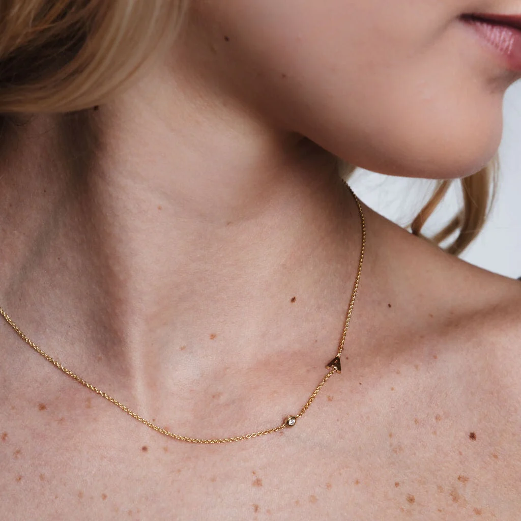 Asymmetrical Initial Birthstone Necklace - Image 2