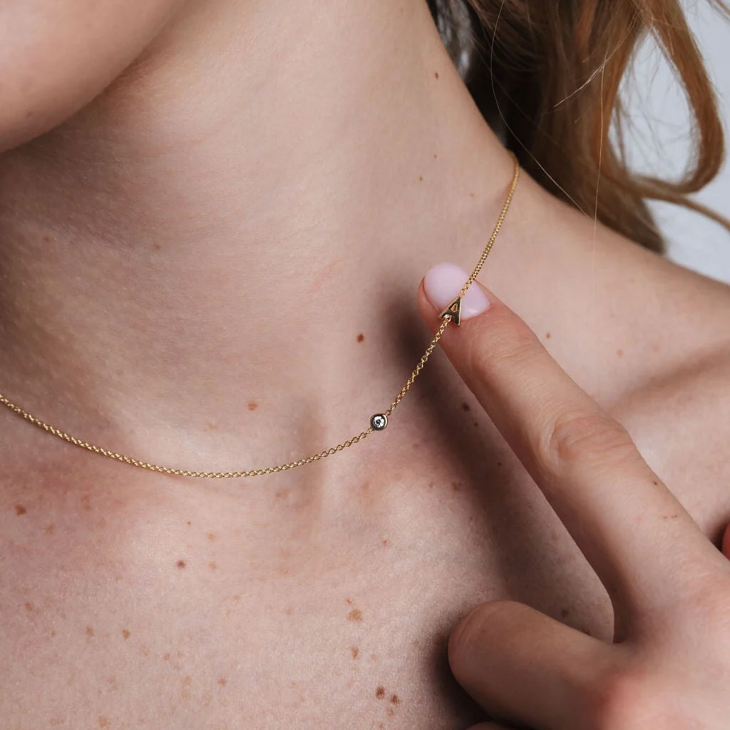 Asymmetrical Initial Birthstone Necklace - Image 3