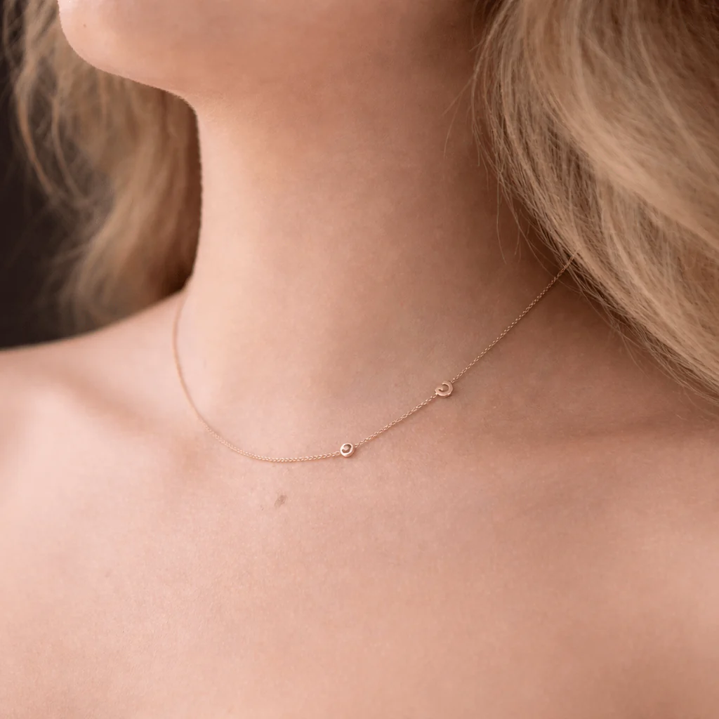Asymmetrical Initial Birthstone Necklace - Image 4