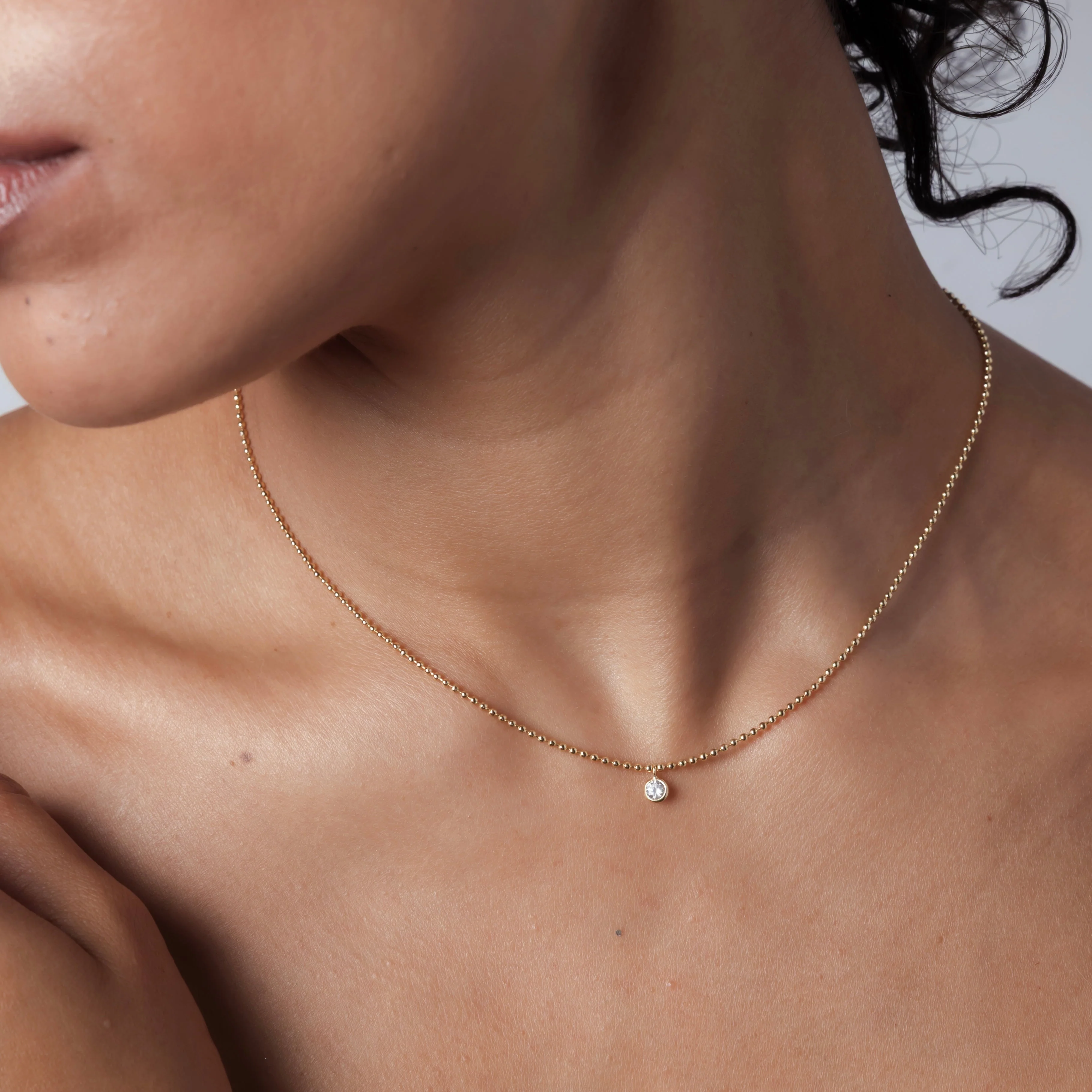 Ball Chain with Bezel-Set CZ Necklace - Image 3