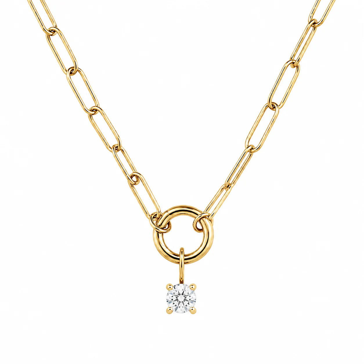 Charm Enhancer Paperclip Necklace with Birthstone Gold Vermeil