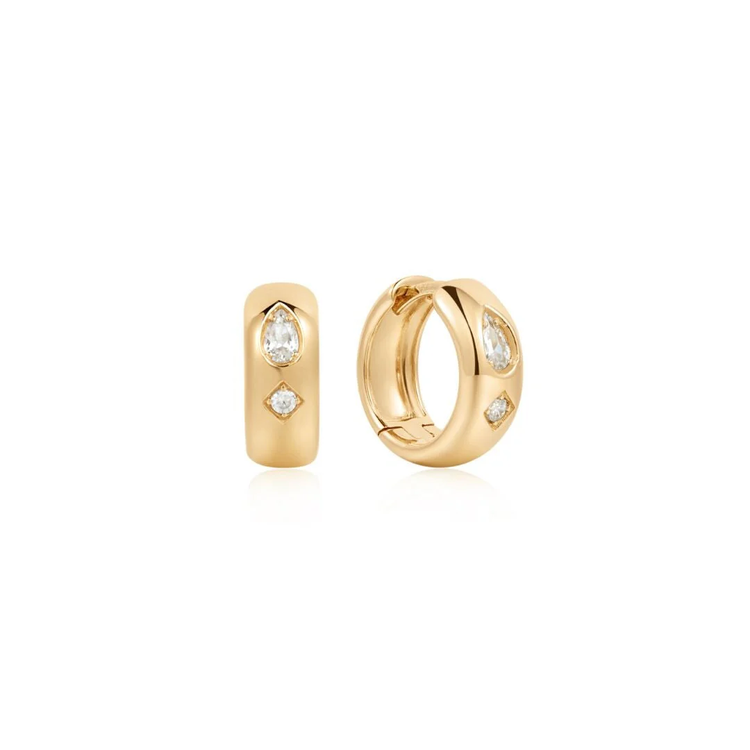 Flush Set Sparkle Huggie Earrings - Image 3