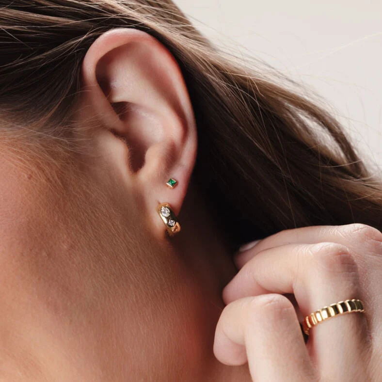 Flush Set Sparkle Huggie Earrings - Image 4
