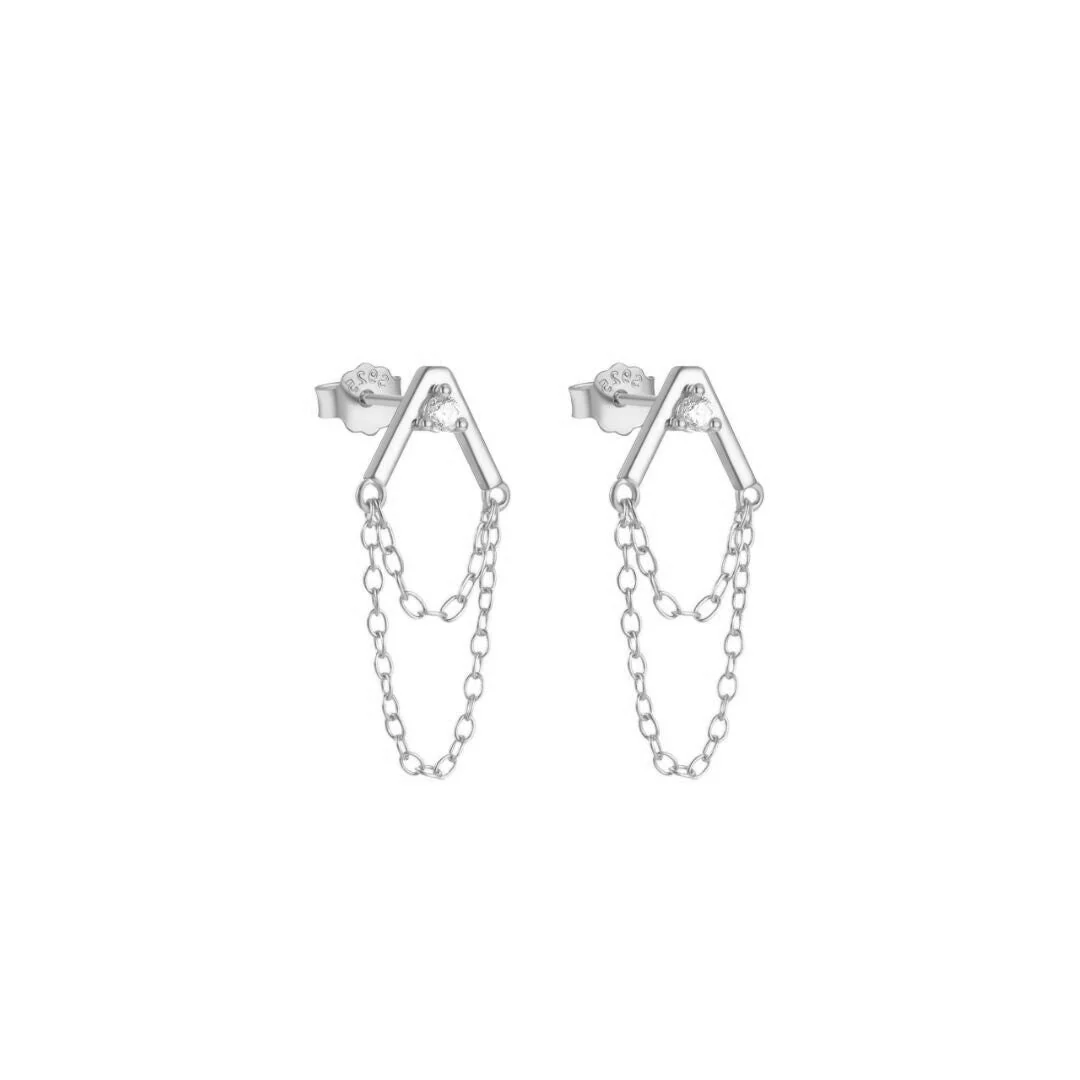 Chain Drop Stud Earrings