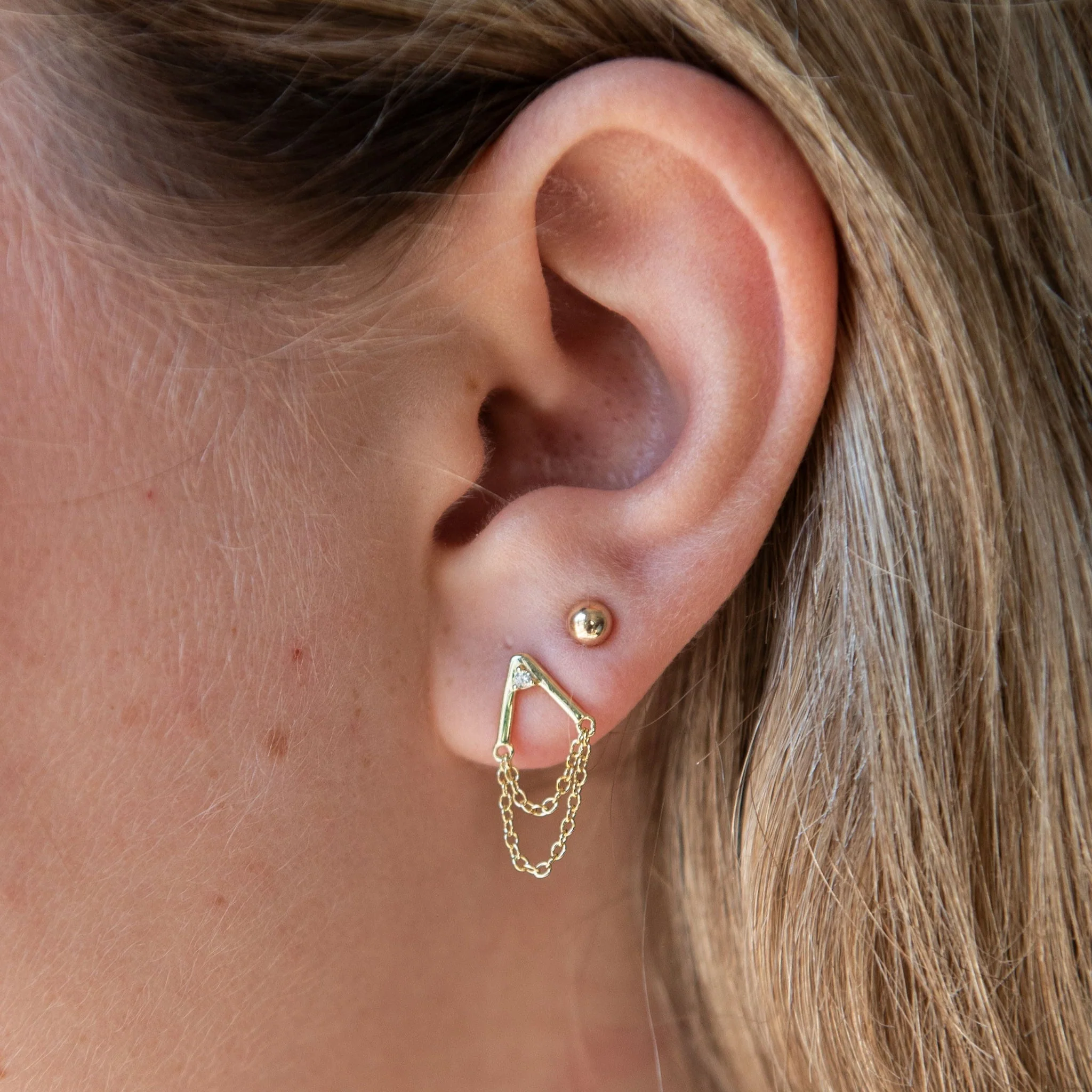 Chain Drop Stud Earrings - Image 2