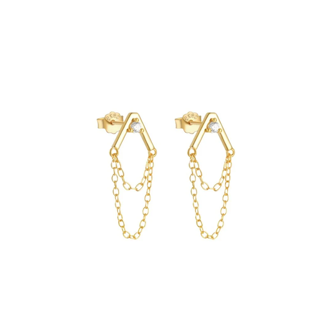 Chain Drop Stud Earrings - Image 3