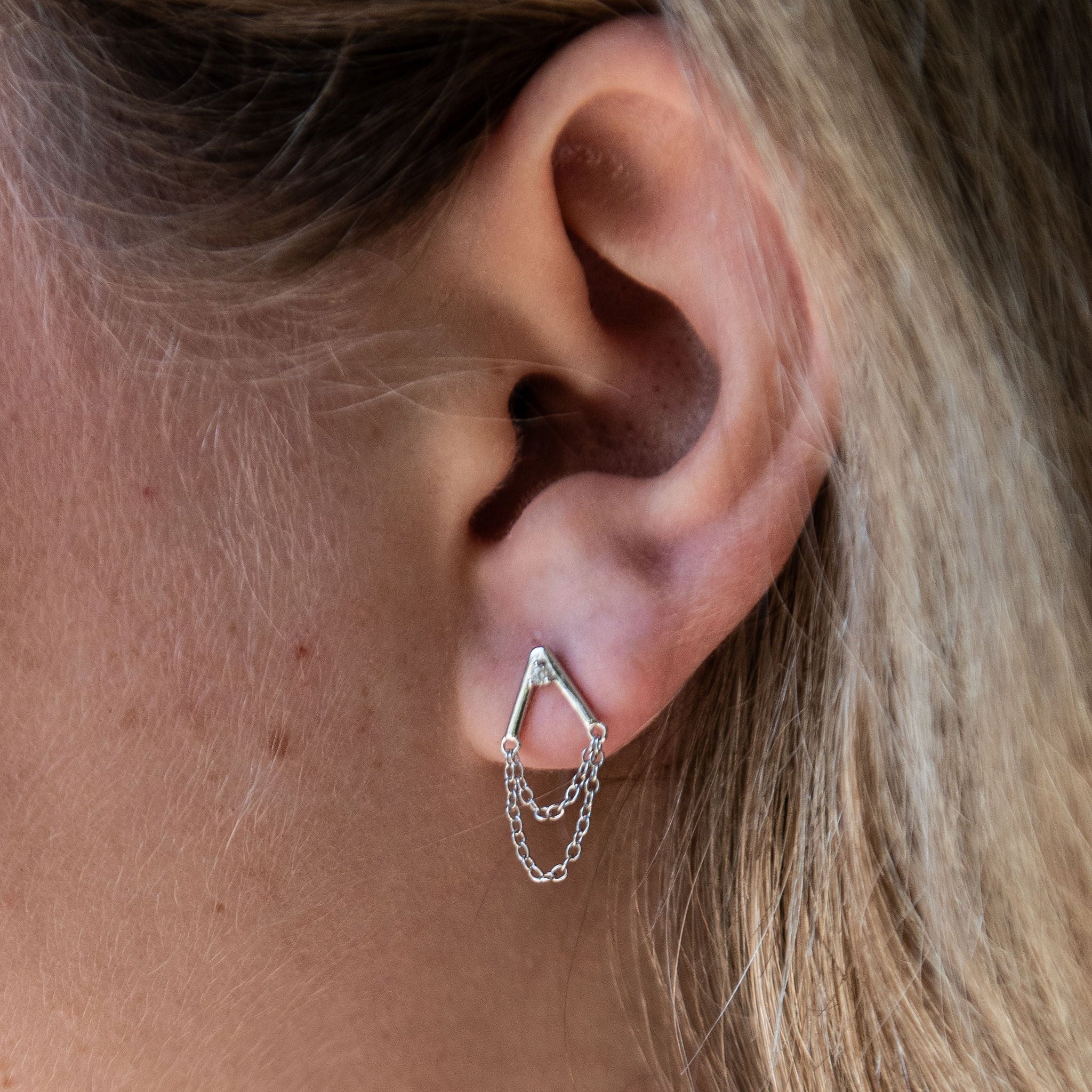 Chain Drop Stud Earrings - Image 4