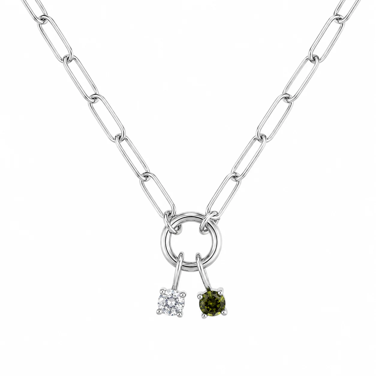 Charm Enhancer Paperclip Necklace with Birthstone Sterling Silver - Image 4