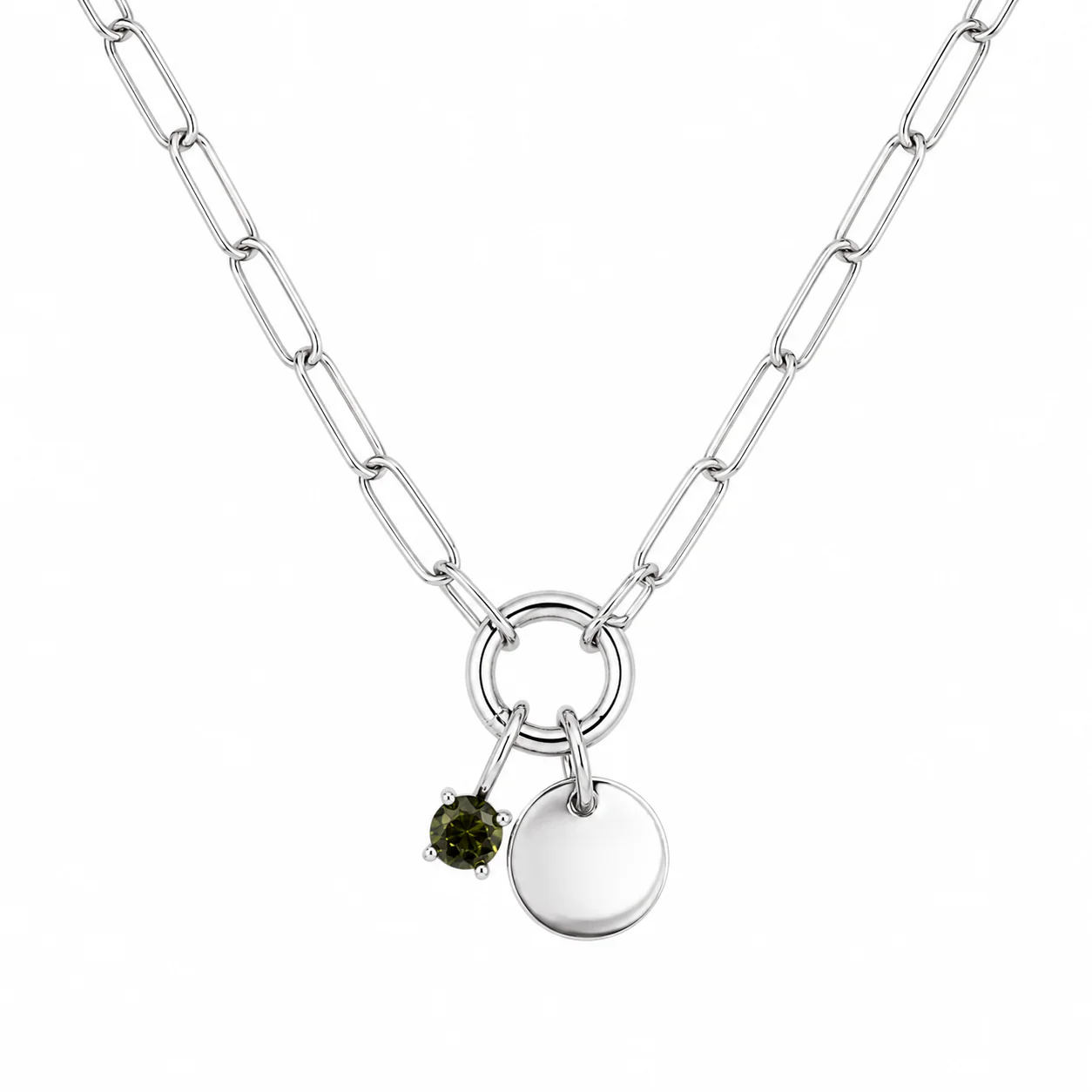 Charm Enhancer Paperclip Necklace with Birthstone Sterling Silver - Image 5