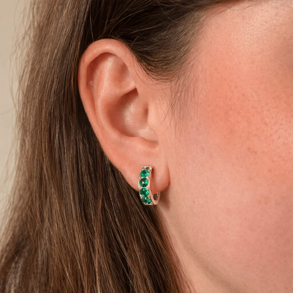 Emerald Chunky Sparkly Huggies - Image 2