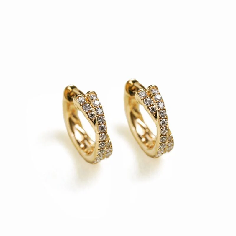 Cross Double huggie hoops - Image 3