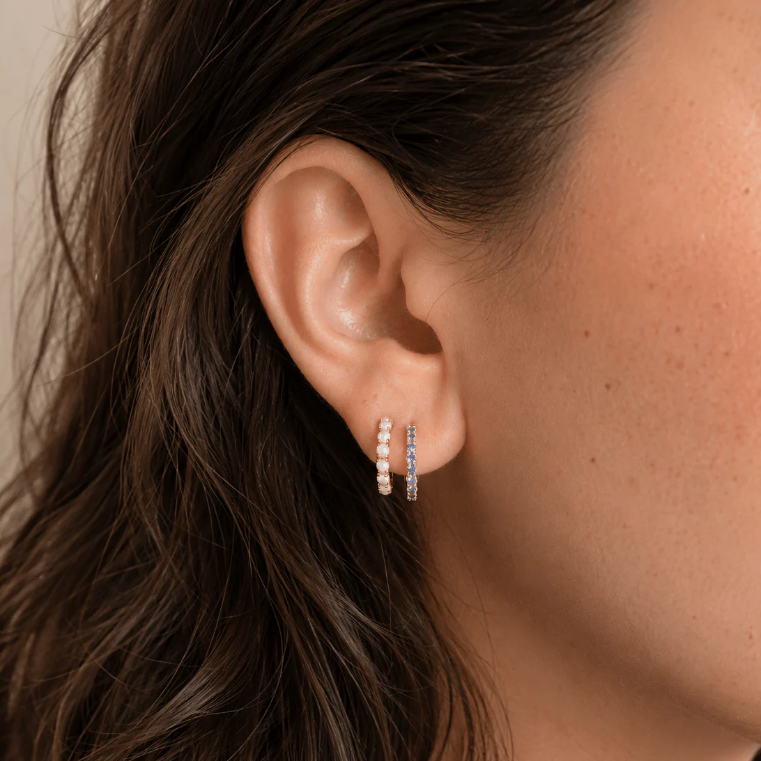 Double Blue & Pearl Hoops - Image 2