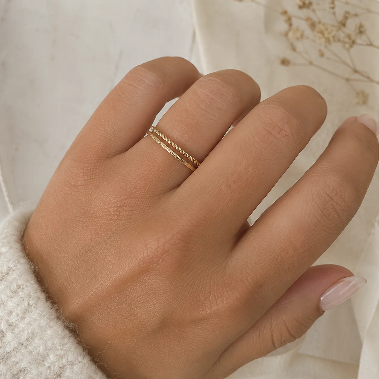 Double Stacking Texted Rings - Image 2