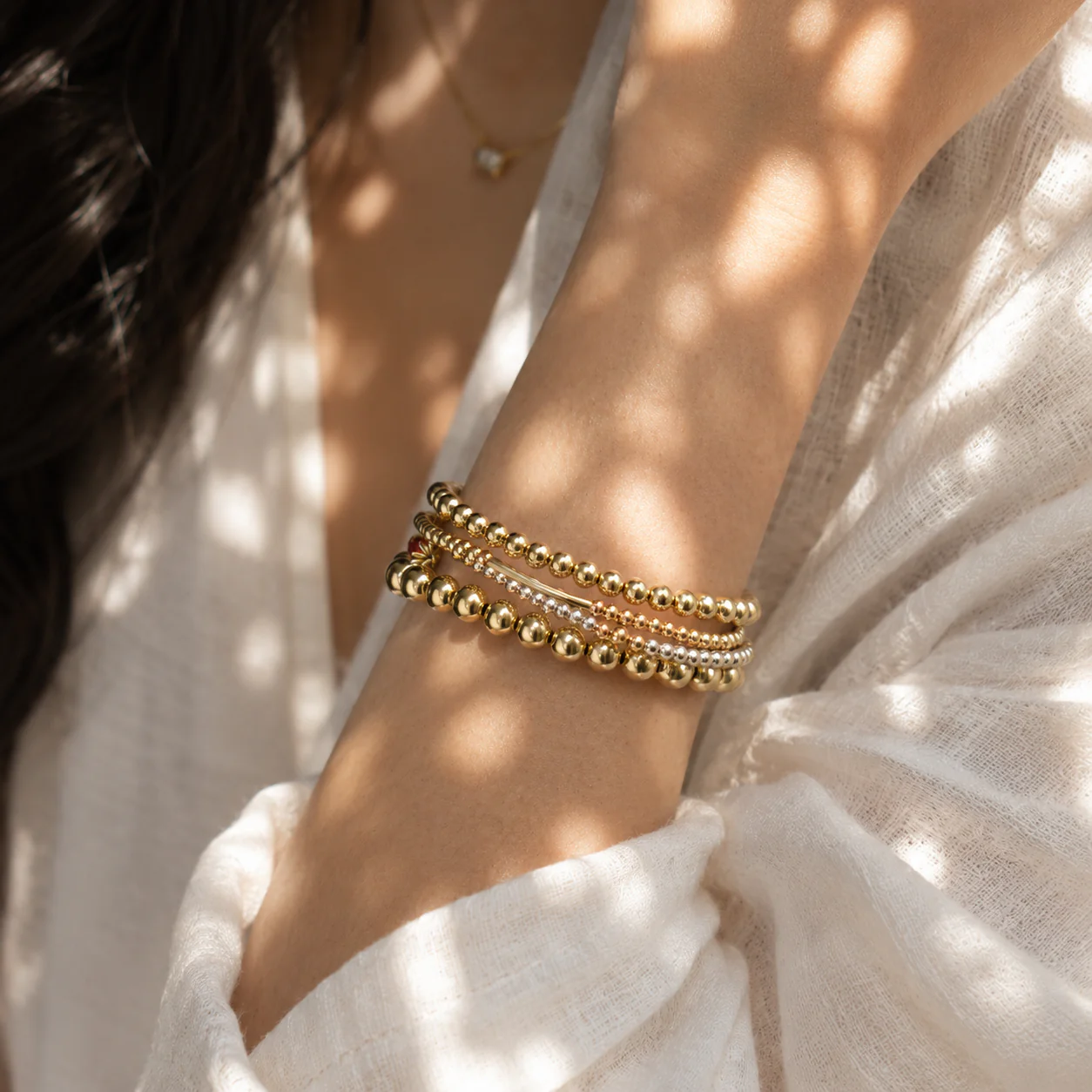 Erin Mixed Metal Bead Bracelet - Image 3