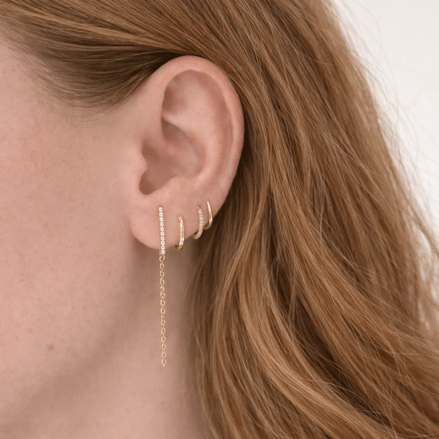 Fine Chain Drop Stud- Single - Image 2