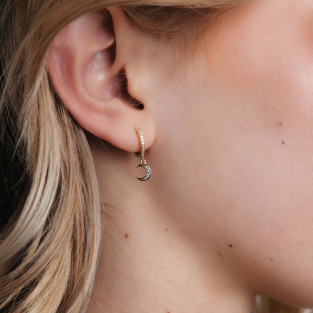 Galaxy Moon & Star Drop Hoops - Image 3
