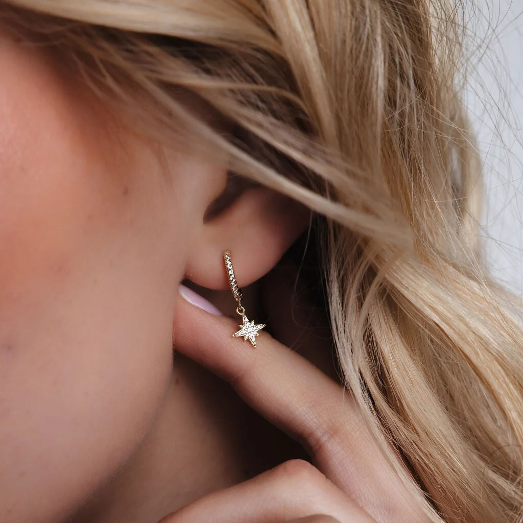 Galaxy Moon & Star Drop Hoops - Image 4