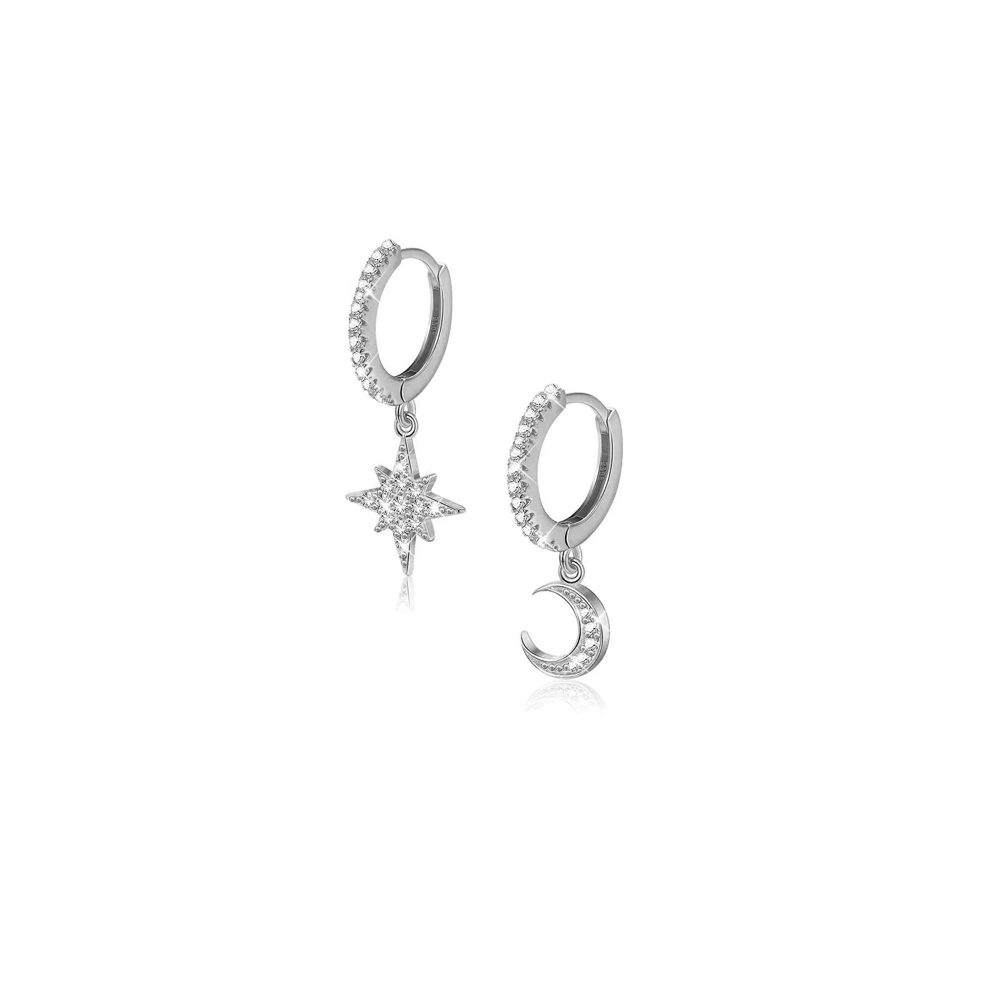 Galaxy Moon & Star Drop Hoops - Image 5