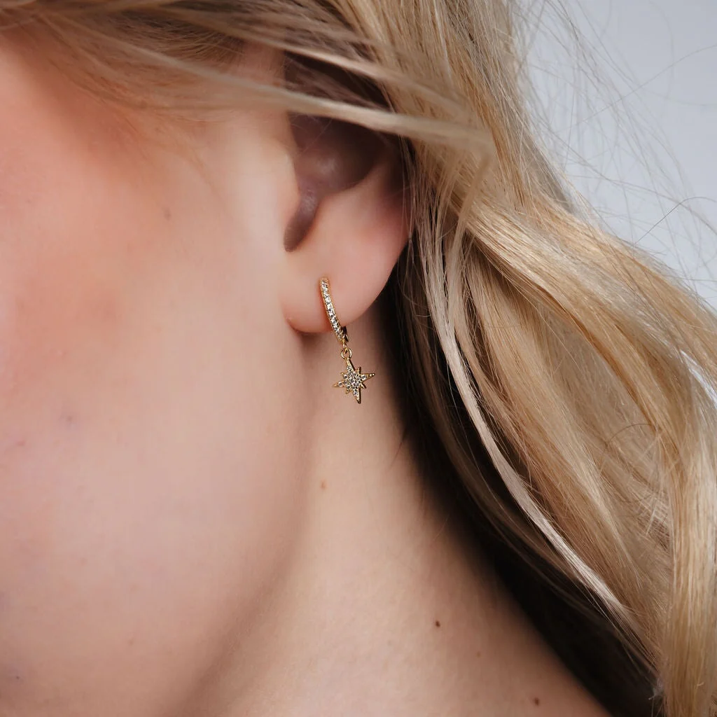 Galaxy Moon & Star Drop Hoops - Image 6
