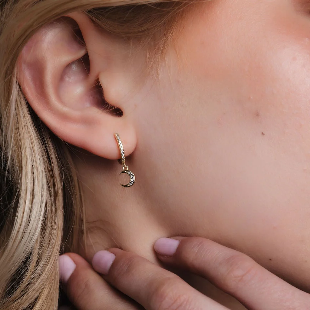 Galaxy Moon & Star Drop Hoops - Image 7