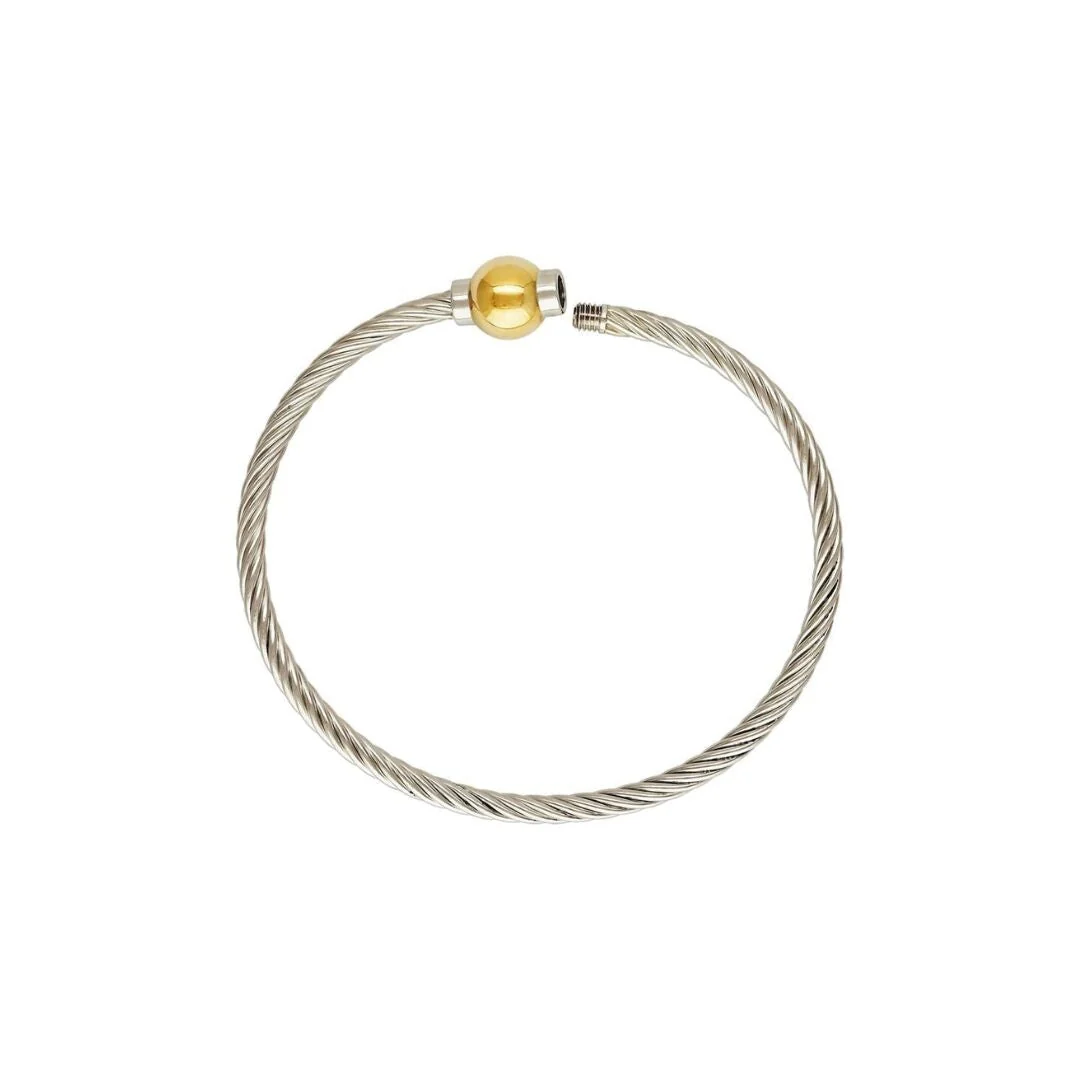 Mixed Metal Cable Bangle Bracelet - Image 5