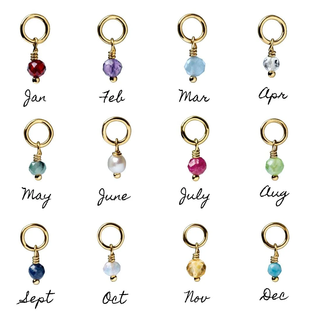 Gold Petite Gothic letter + Birthstone Necklace - Image 5