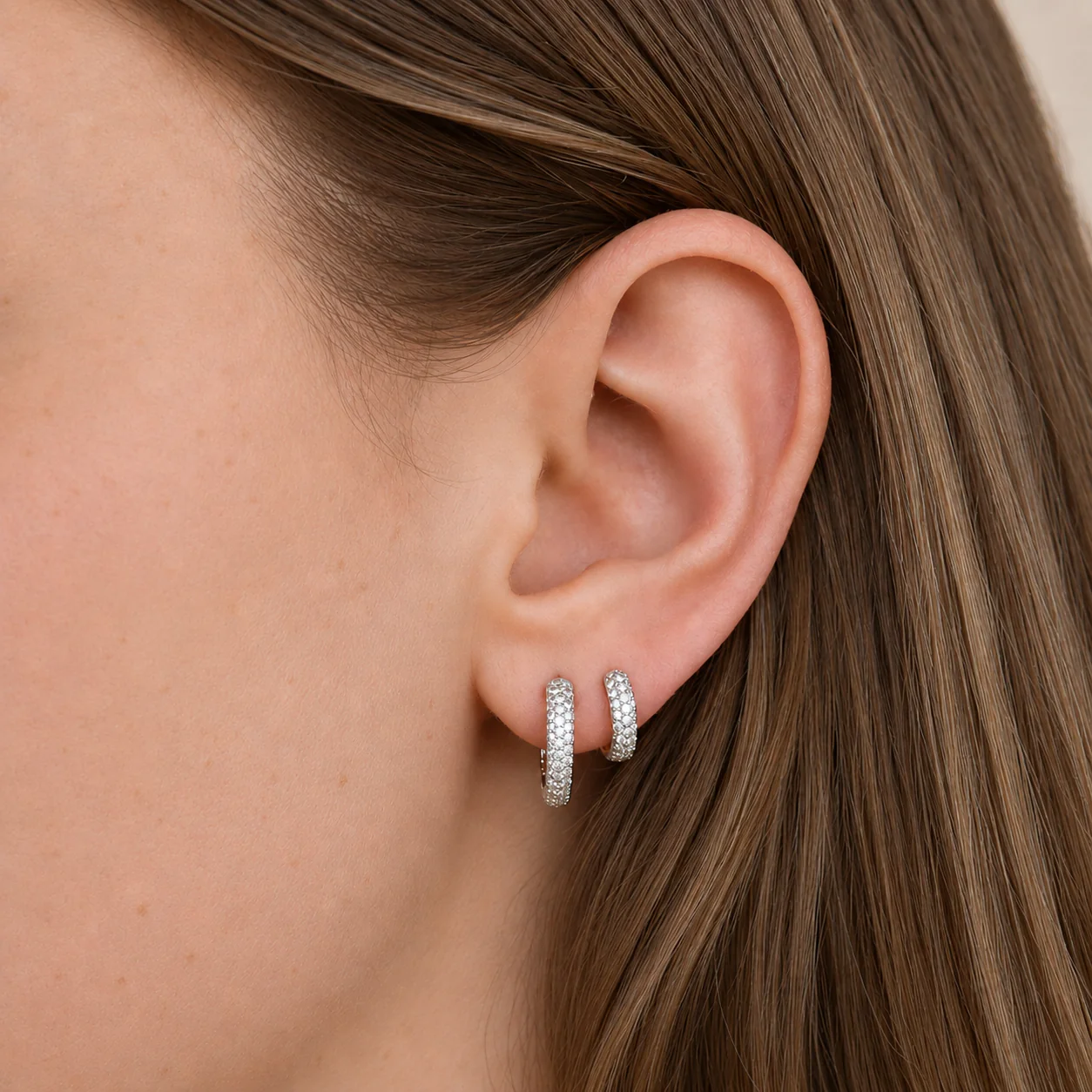 Clara Sparkly Thick Hoops - Image 4