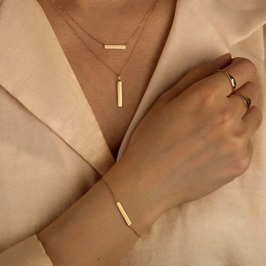 14k Gold Mimi Tiny Bar Bracelet - Image 6