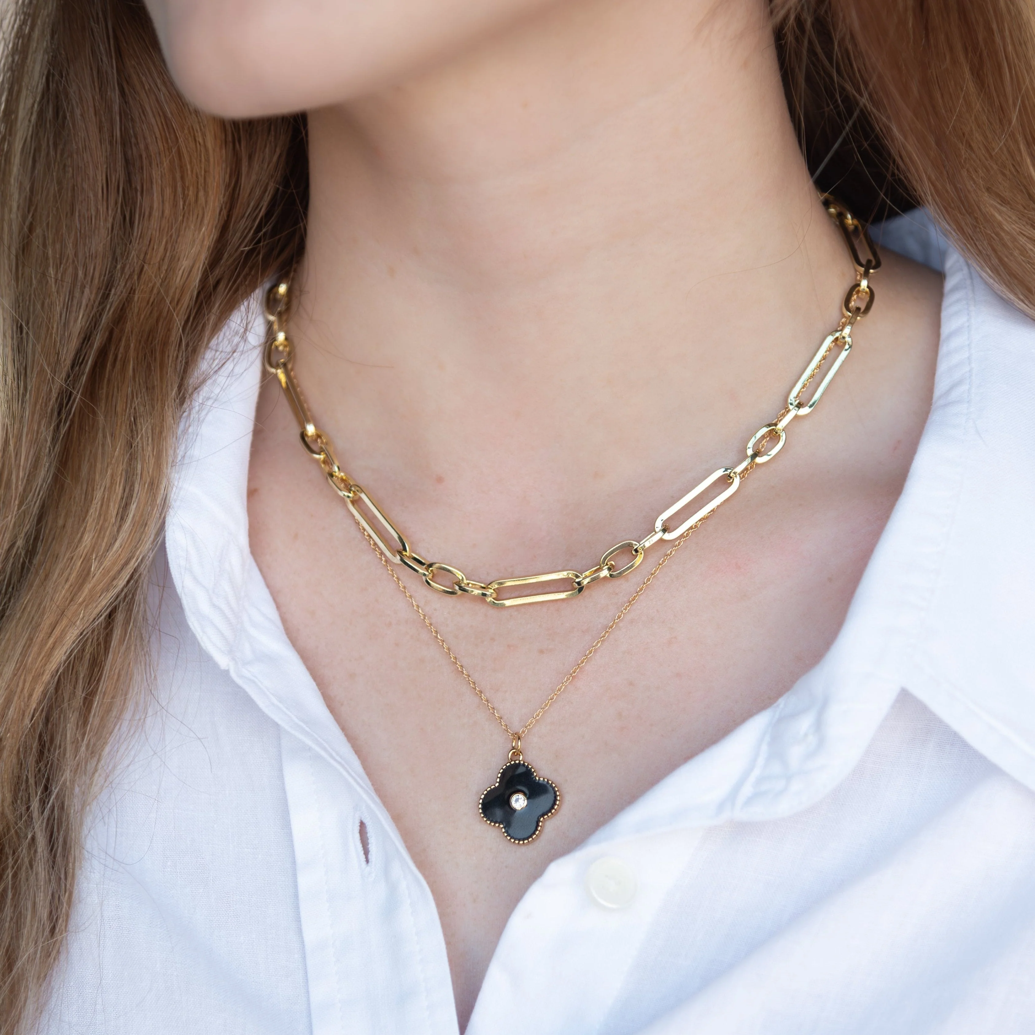 Mixed Link Paperclip Chain Necklace - Image 3