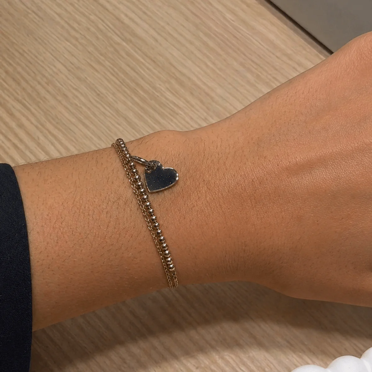 Bundle & Save 15% off- Mixed Metal Heart 3mm Bracelet - Image 2