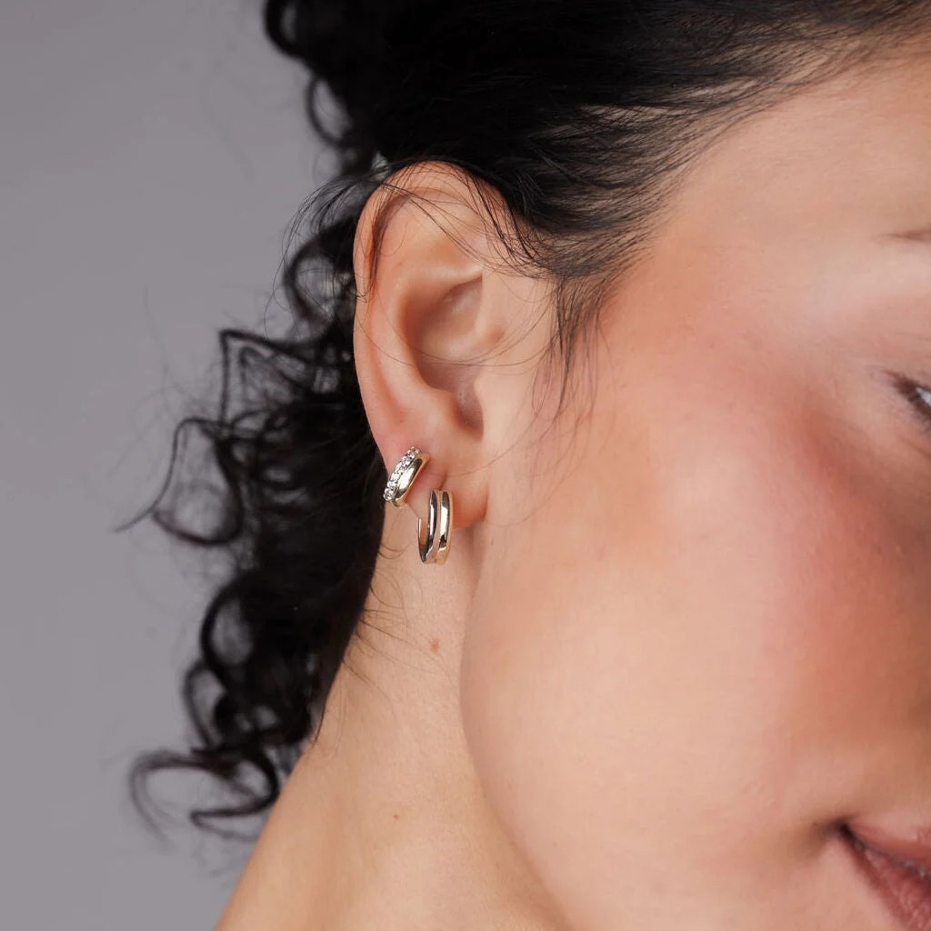 Mixed Metal Sparkly Hoops - Image 2